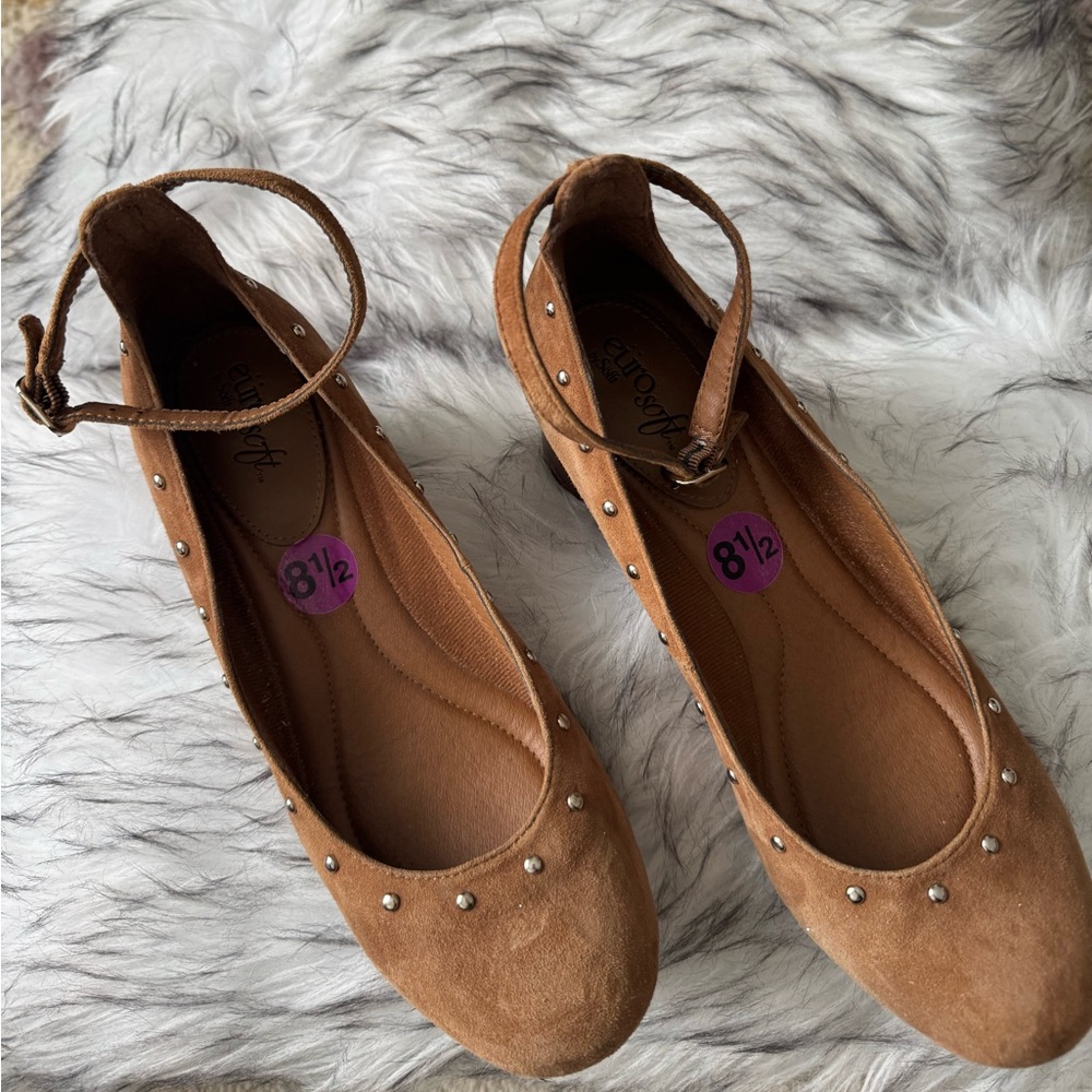 Comfort Plus by Predictions Brown Studded Flats
